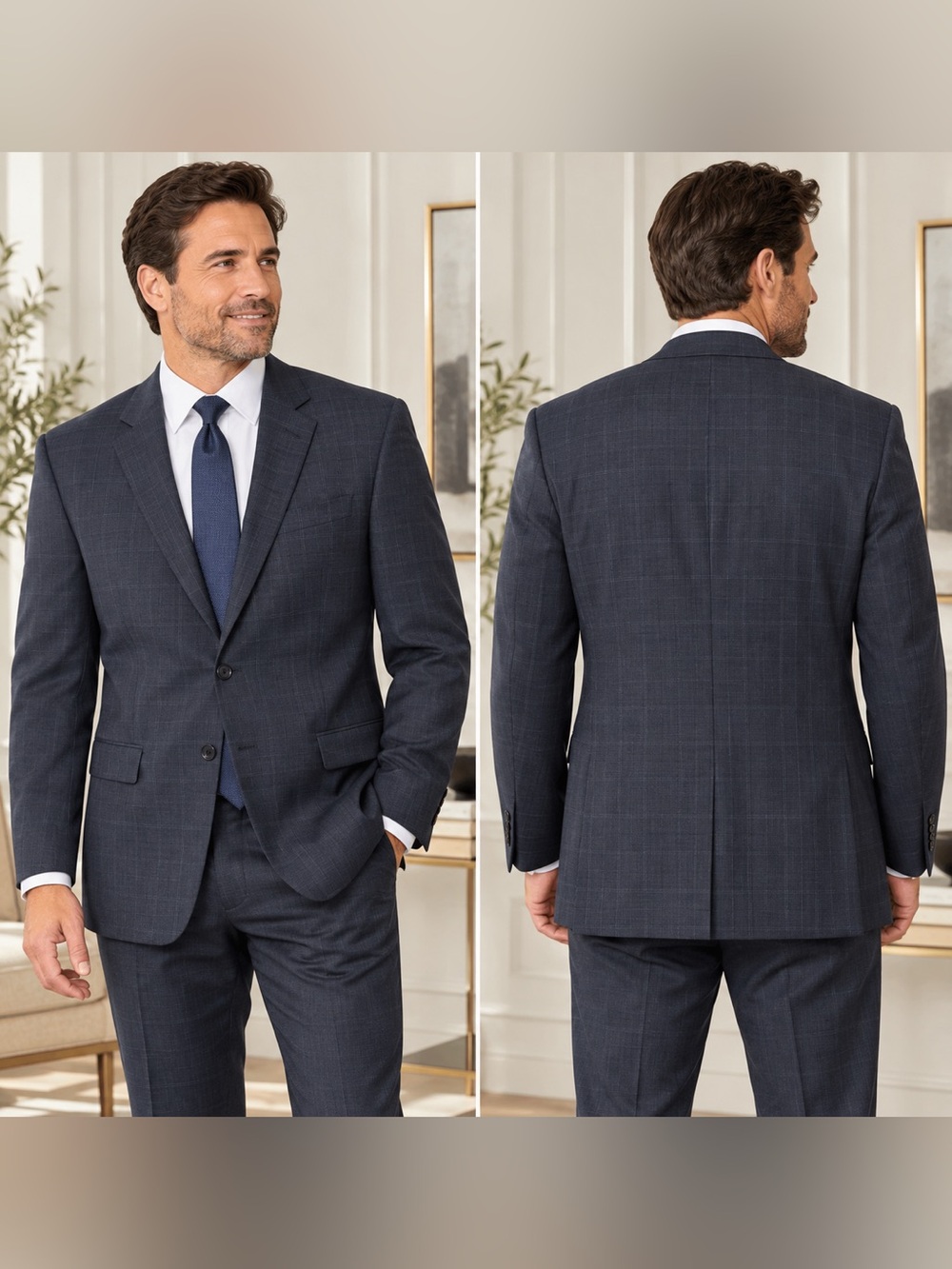 Brooks Brothers Explorer Regent Fit Gray Glen Plaid Wool Suit 40L